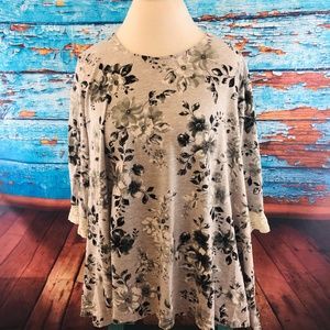 Woman Within Gray Flower Flowy Top Plus 18/20